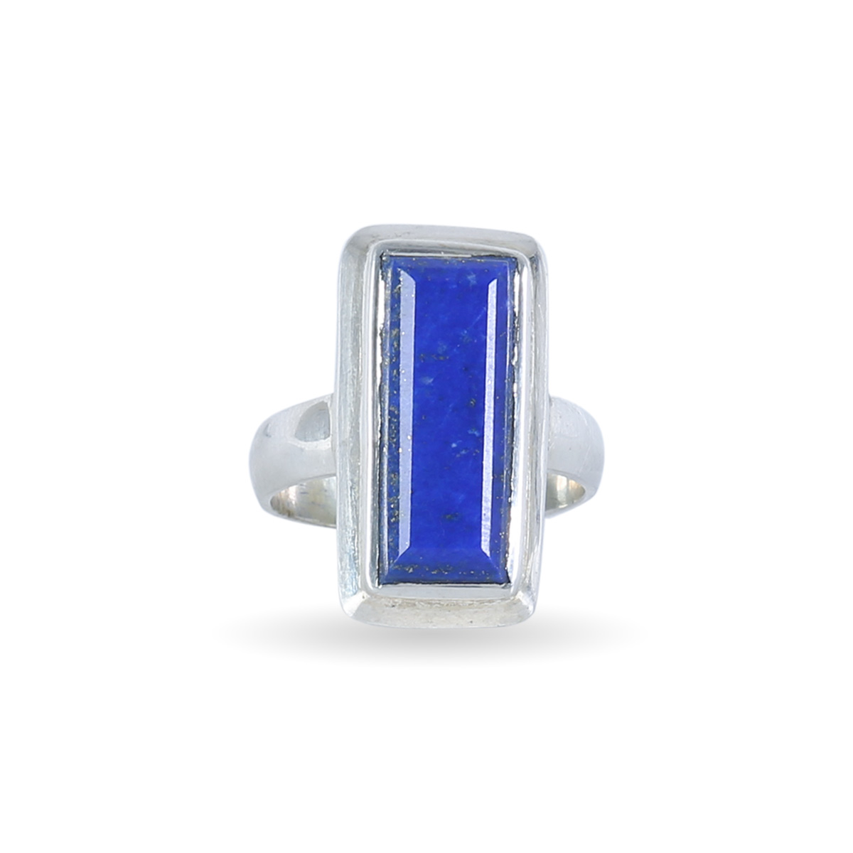 Rectangle Lapis Men's Ring | Silver Flat Ring