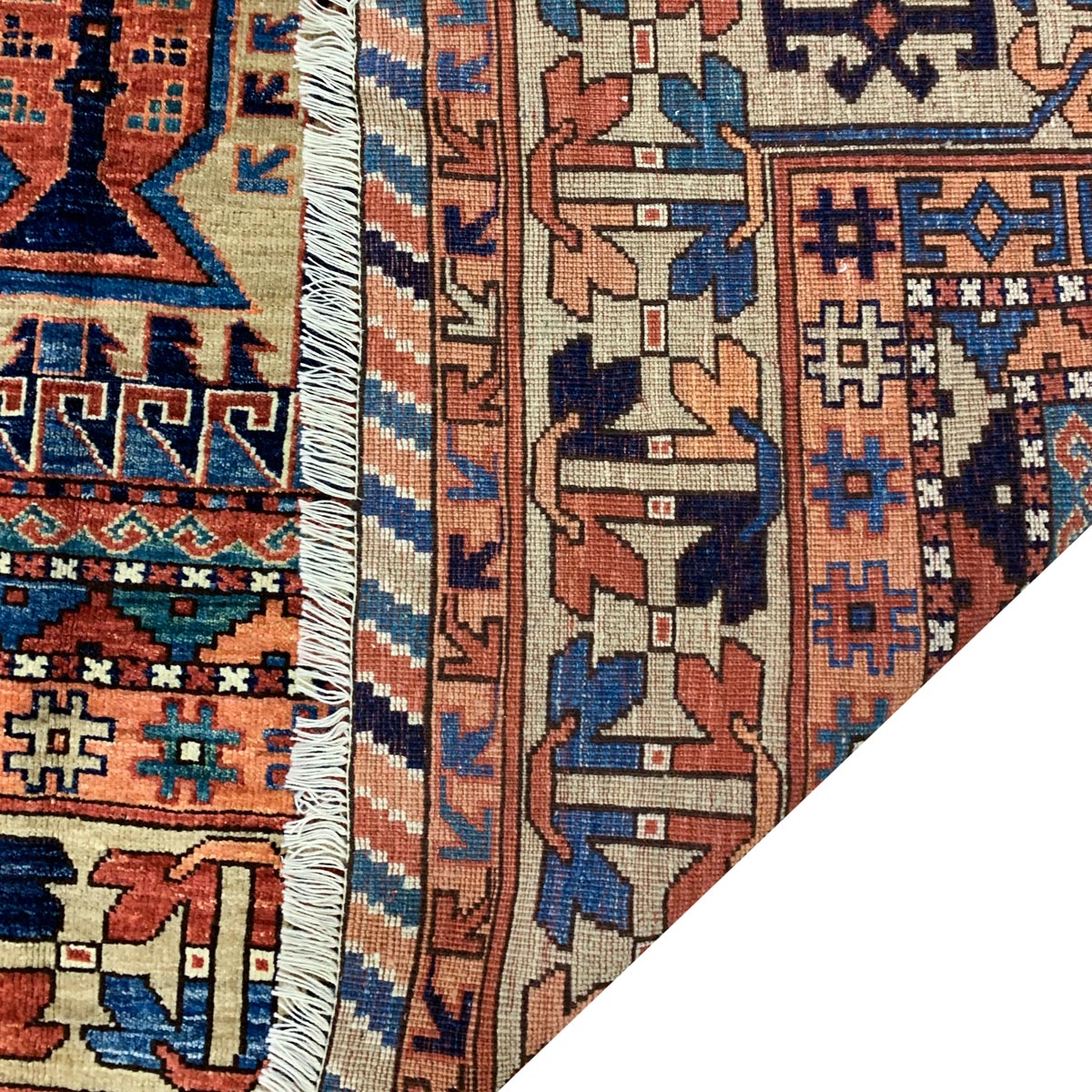 Light Orange Qalamdani Hand-woven Afghani Carpet | Turkmen Weave Area Carpet 9.50 X 7 (ft)