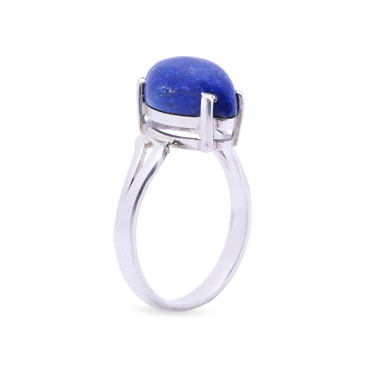 Blue Azure Silver Slit Ring | Round Solitaire Ring