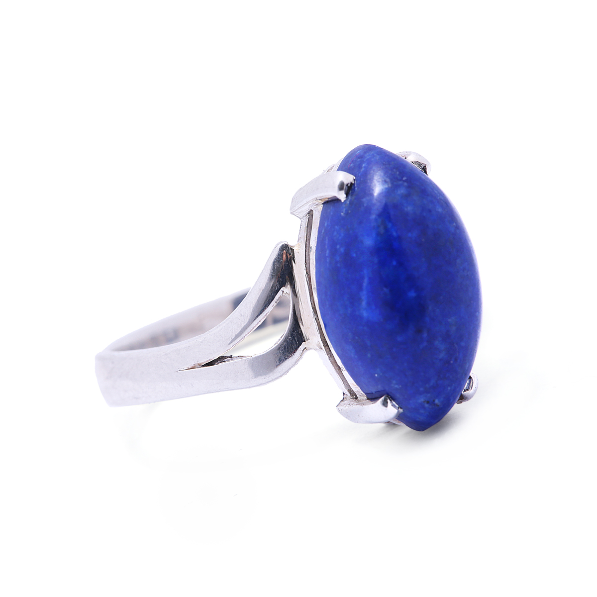 Blue Azure Silver Slit Ring | Round Solitaire Ring