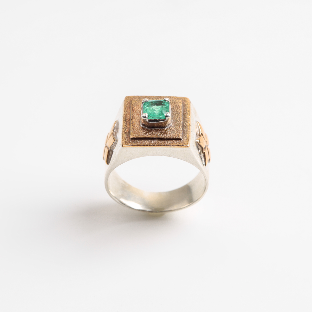 Silver Brass Ring with Panjshir Emerald Stone