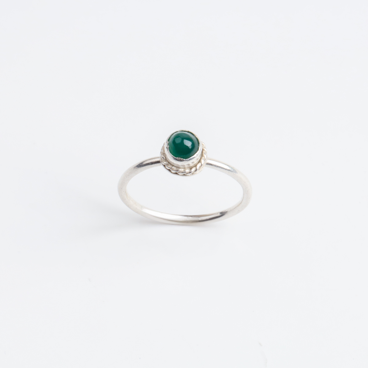 Minimalist Green Onyx Sterling Silver Women’s Ring