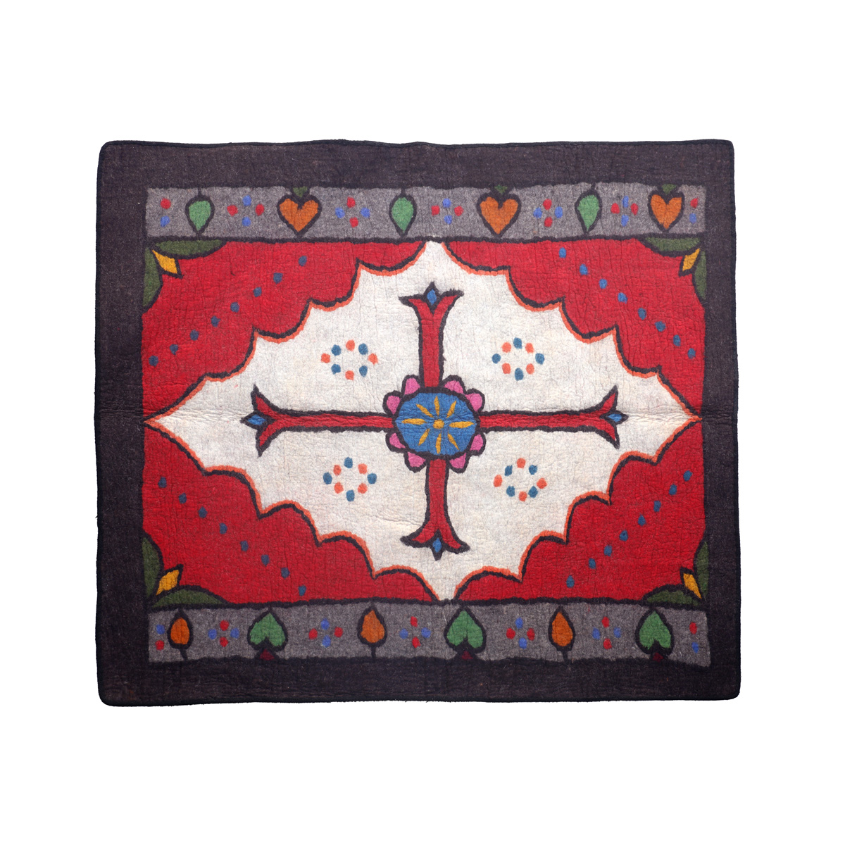 Black Nuristani Namad for Bed | Handmade Area Namad 6.5 X 6.5 (ft)