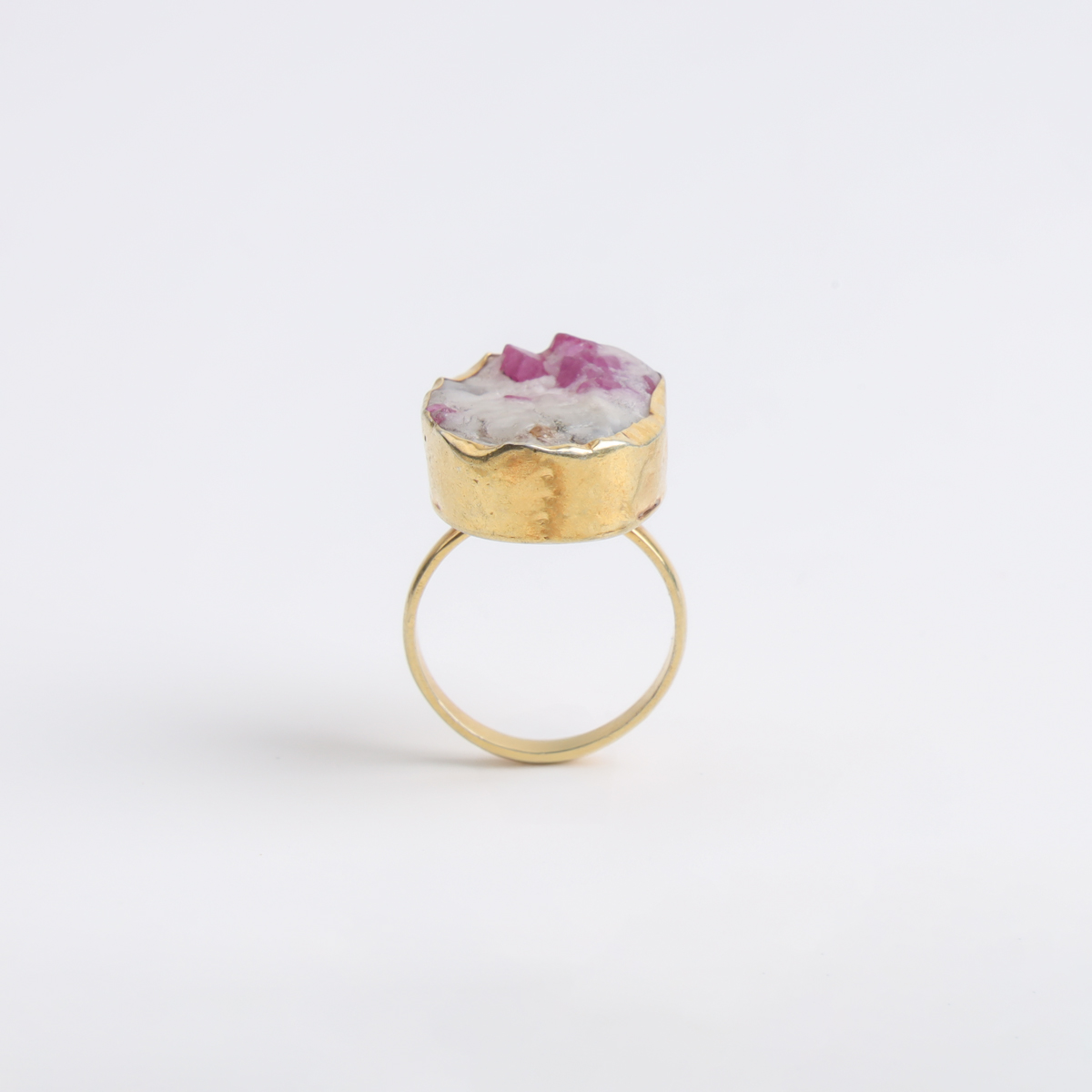Gold-Plated Ruby in Matrix Gemstone Necklace & Ring Set