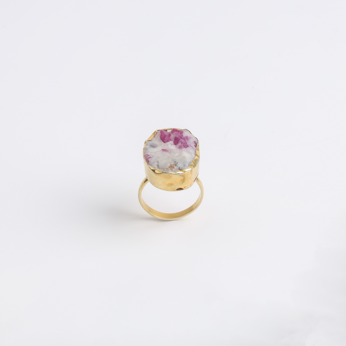 Gold-Plated Ruby in Matrix Gemstone Necklace & Ring Set