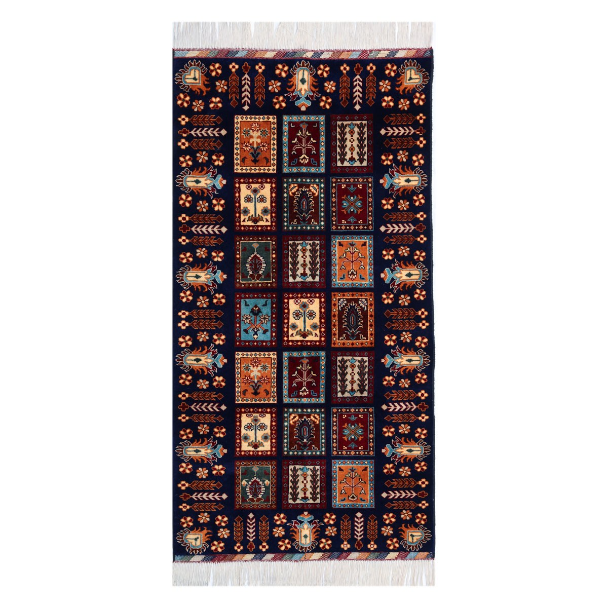Kunduz Aina Map Rug (7'9" x 3'9" ft) Afghanistan 
