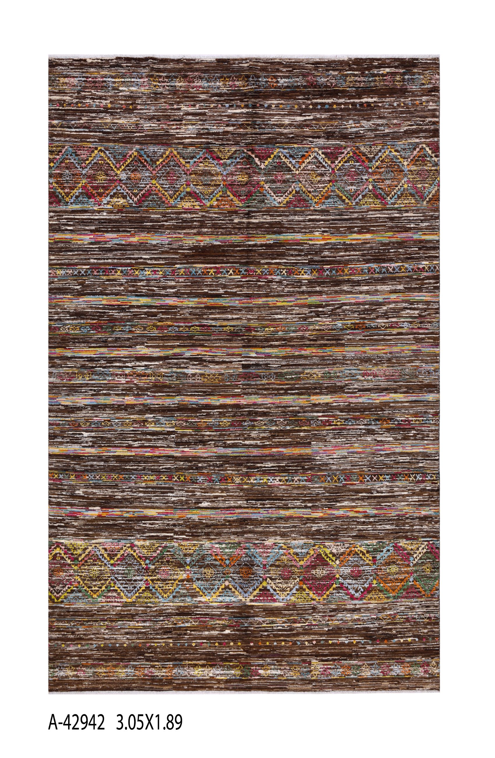 Handmade, Mix Design Khorjin Afghan Knot  Carpet, Original Handwoven, Natural 10" X 6.20"(ft)