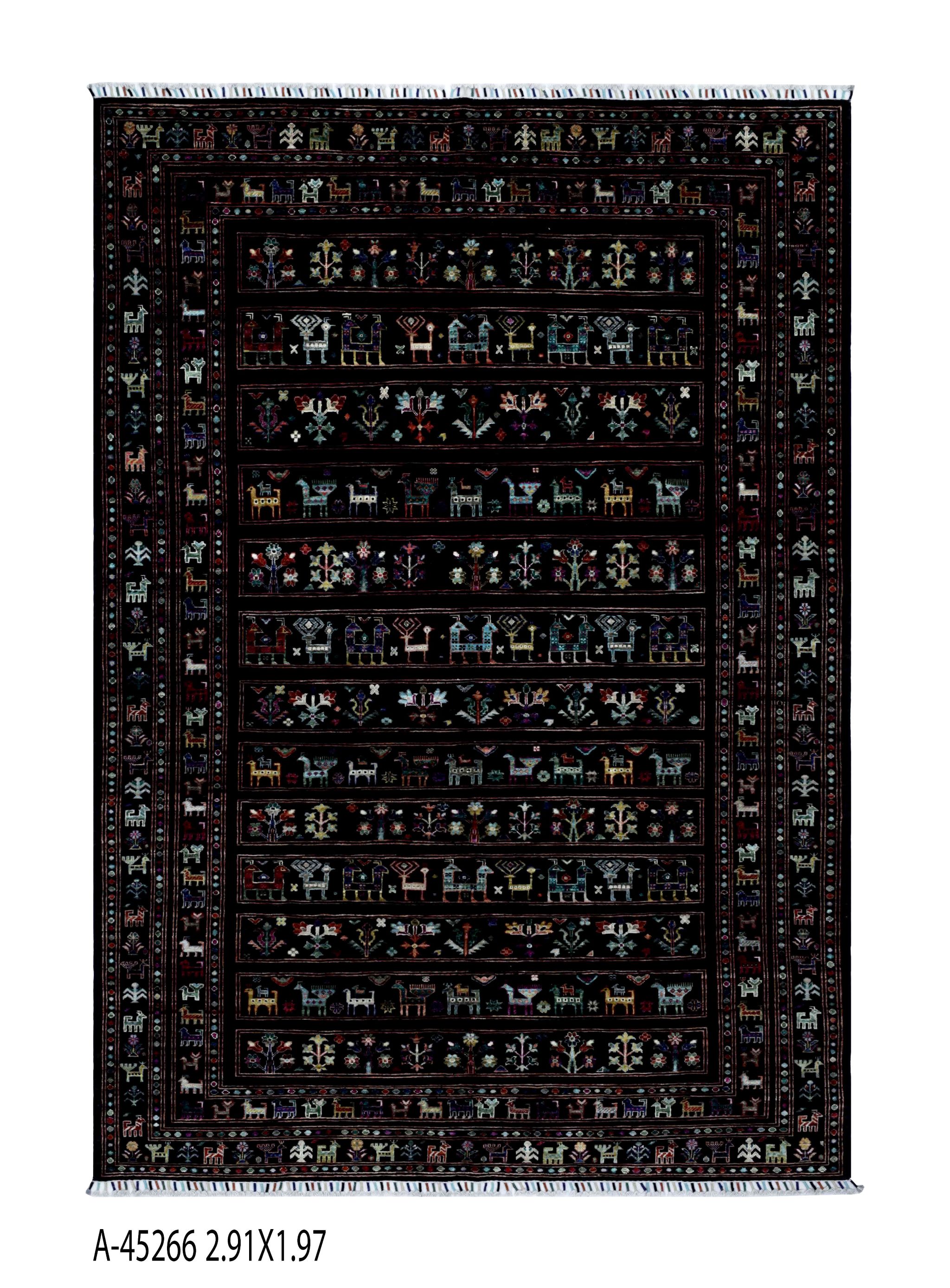 Handmade,Dark Buzak Afghan Knot Carpet, Original Handwoven,Natural.