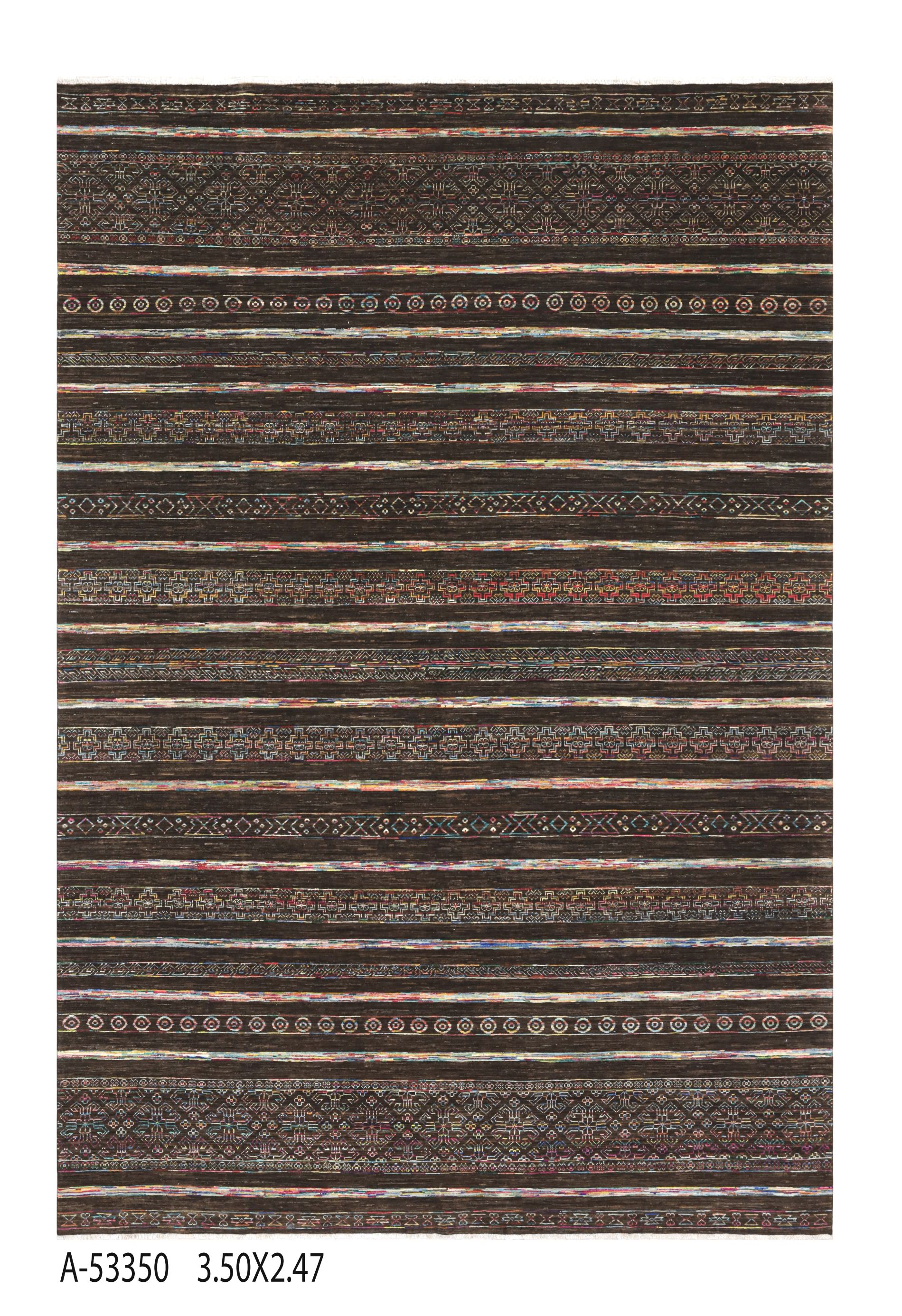 Handmade, Mix Design Khorjin Afghan Knot Carpet, Original Handwoven, Natural 11.48" X 8.10" (ft)