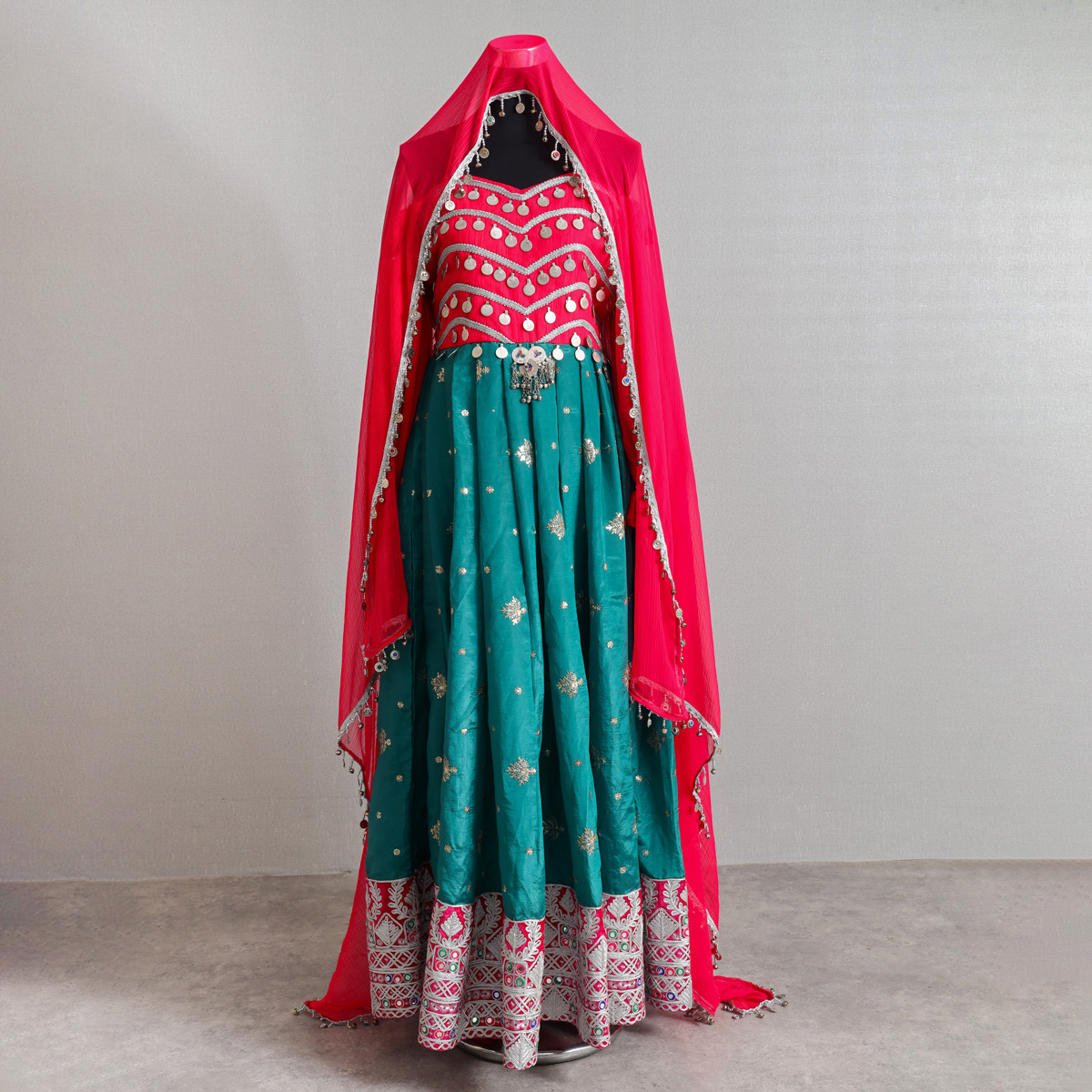 Traditional Afghan Dress with Embroidered Details