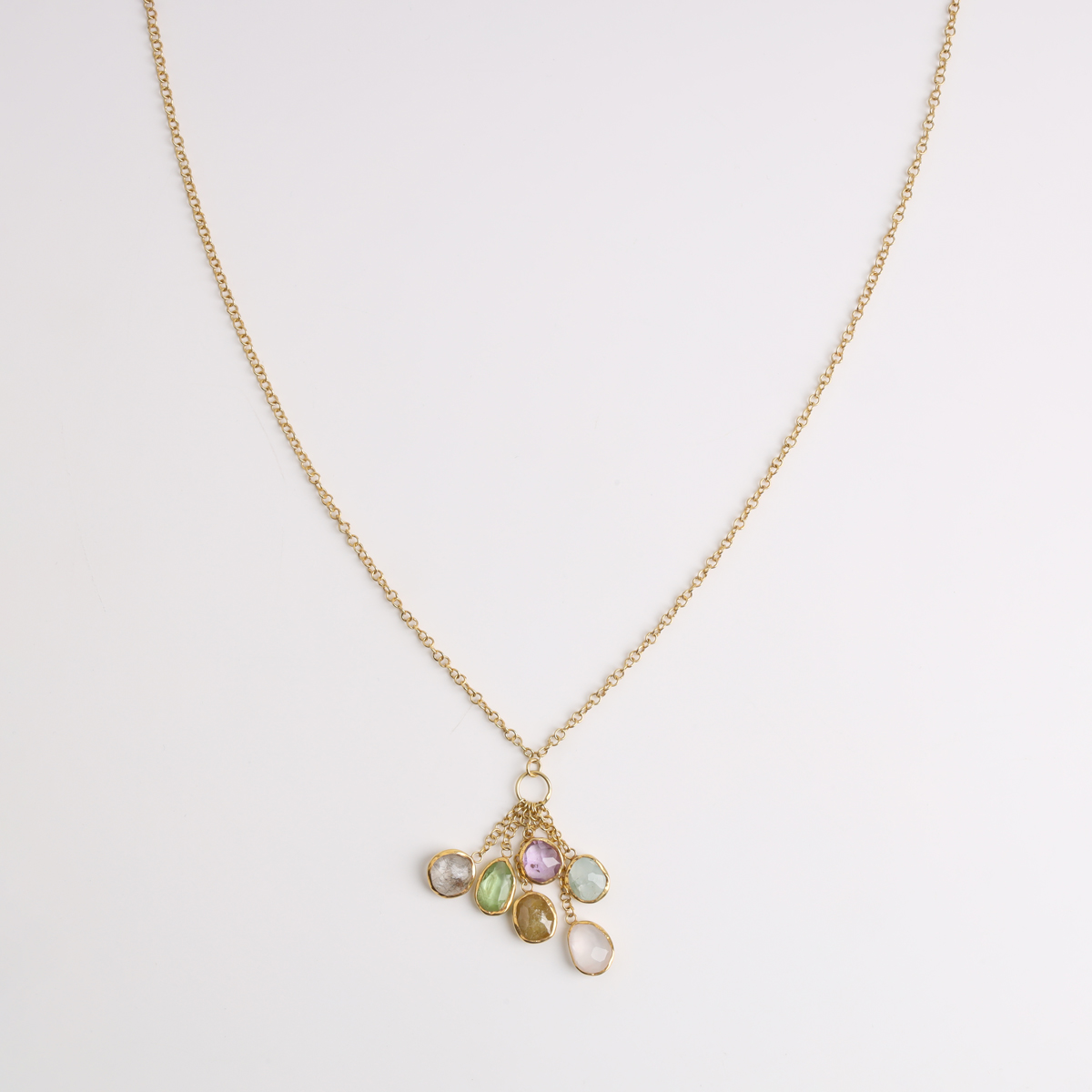 Multi Gemstone Gold-Plated Handmade Pendant Necklace