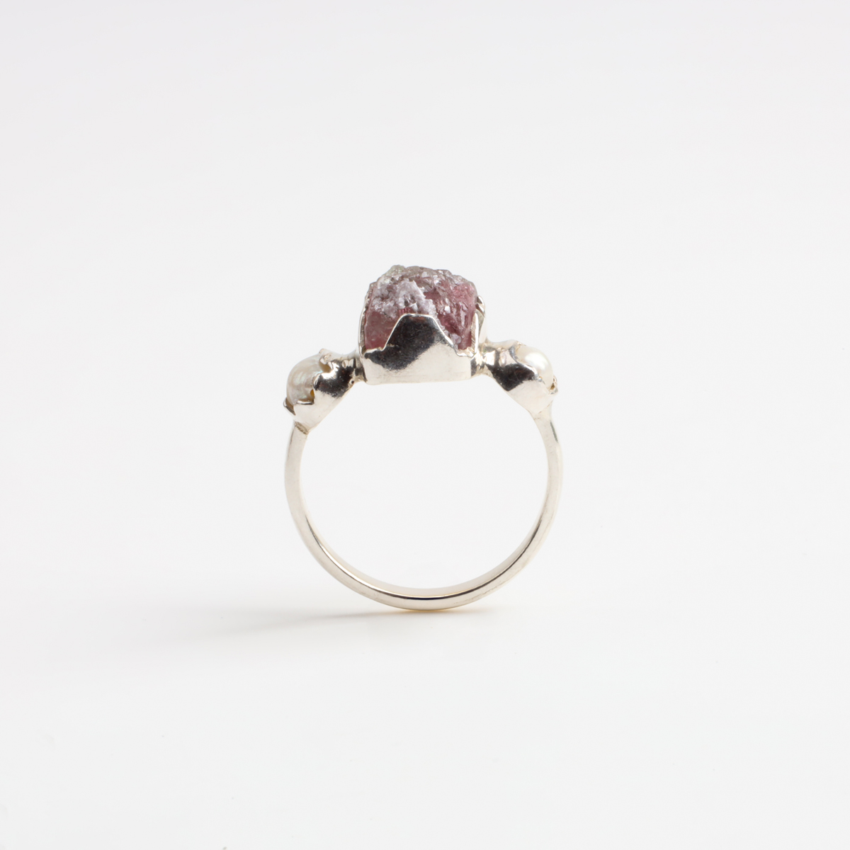 Raw Cut Natural Stone Handmade Silver Ring