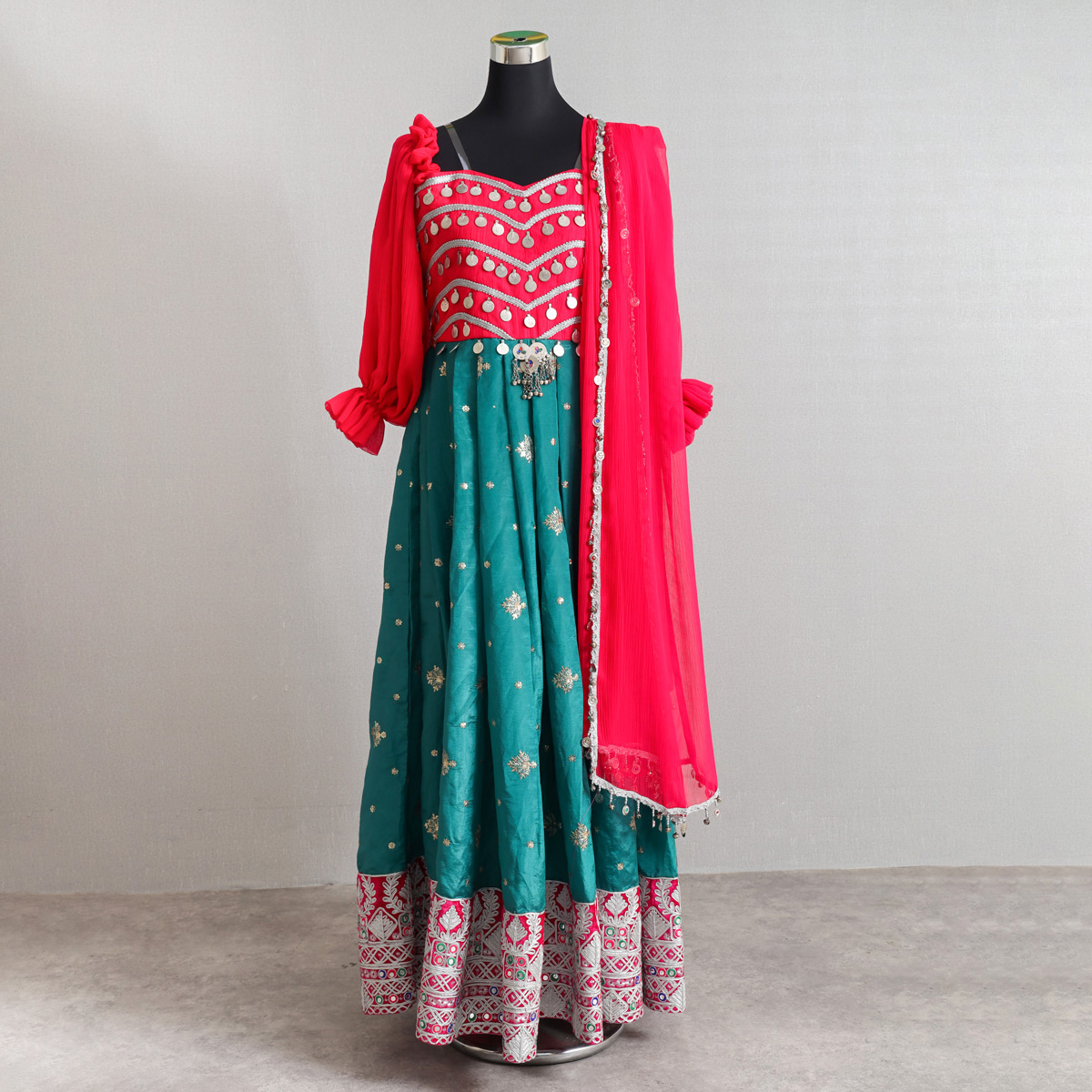 Traditional Afghan Dress with Embroidered Details