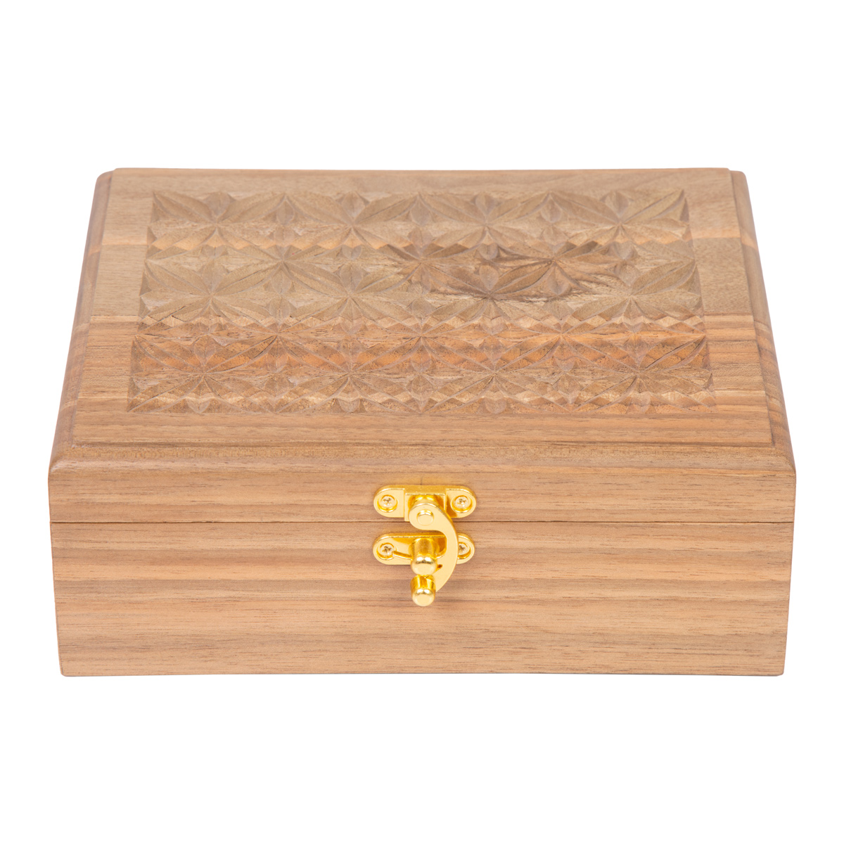 Walnut Engraved Wooden Jewelry Box | Square Keepsake Box