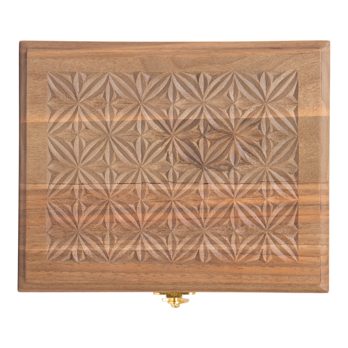 Walnut Engraved Wooden Jewelry Box | Square Keepsake Box