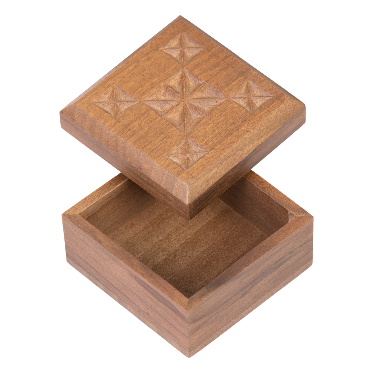 Walnut Wooden Jewel Box | Square Nuristani Gift Box