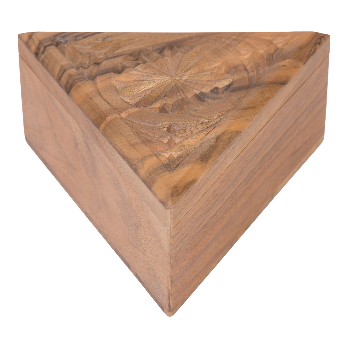 Walnut Triangle Jewelry Box | Handmade Engraved Gift Box