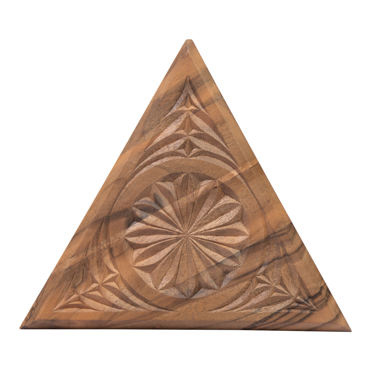 Walnut Triangle Jewelry Box | Handmade Engraved Gift Box