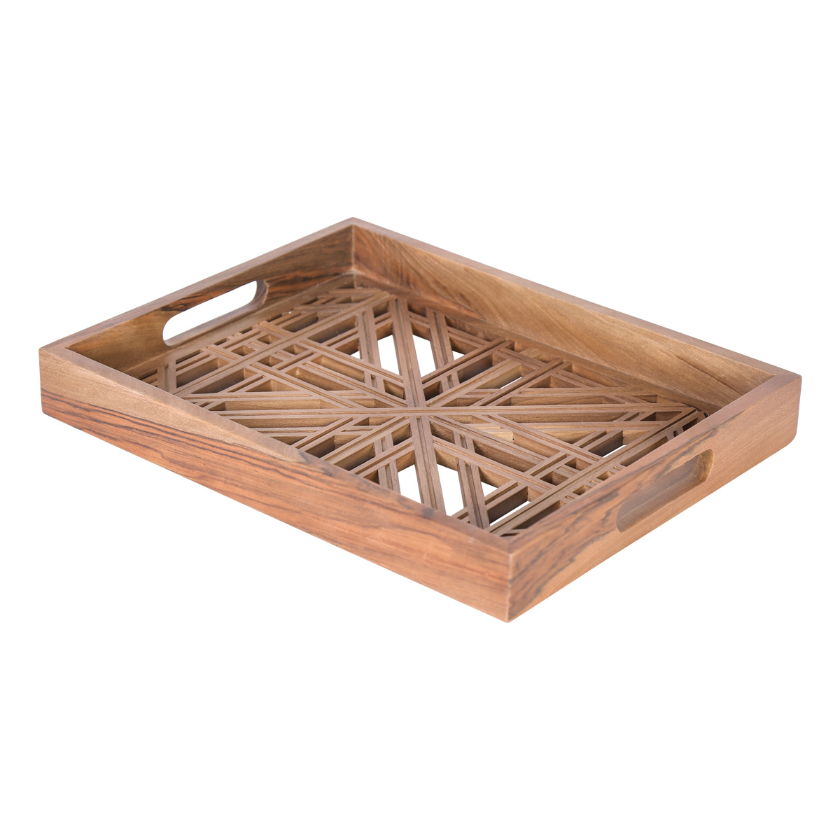 Walnut Wooden Tray Set | Rectangle Cut Design Tray 