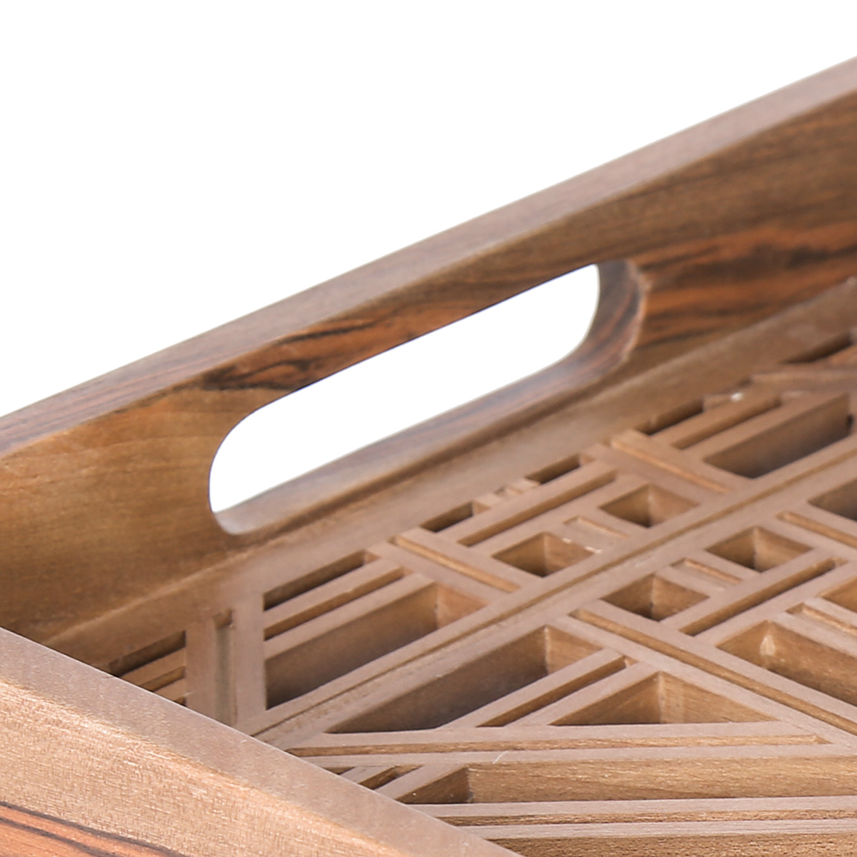 Walnut Wooden Tray Set | Rectangle Cut Design Tray 