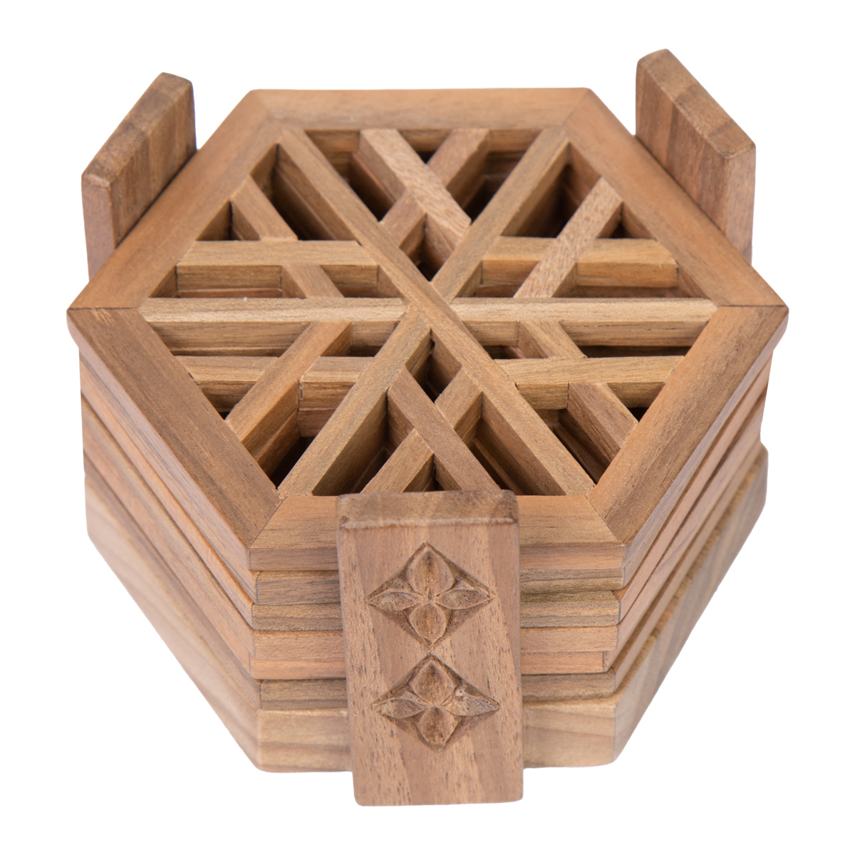 Walnut Saucer Set Box | Hexagonal Saucer Set