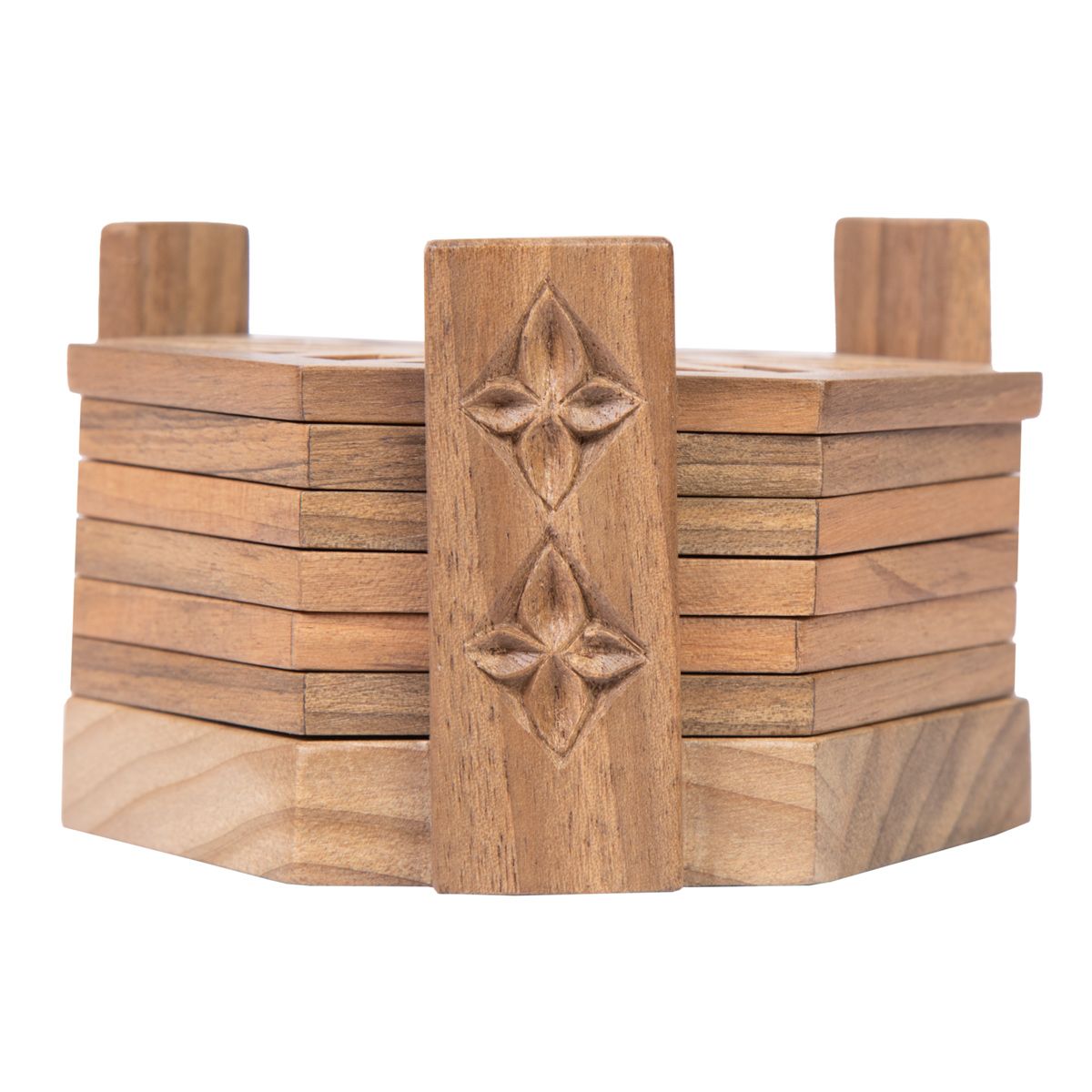 Walnut Saucer Set Box | Hexagonal Saucer Set