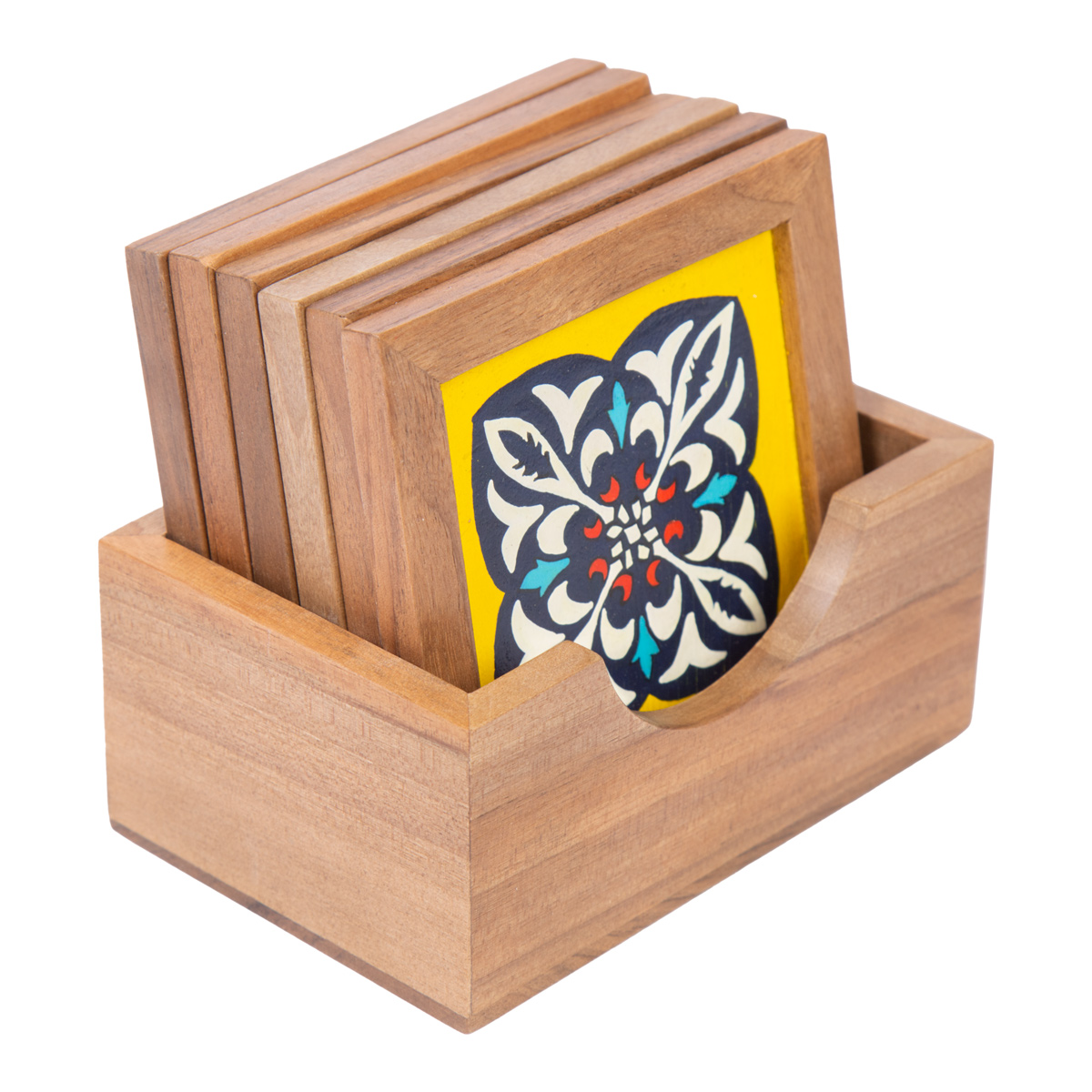 Walnut Miniatured Saucer Set | Saucer Set with Mandela Art 
