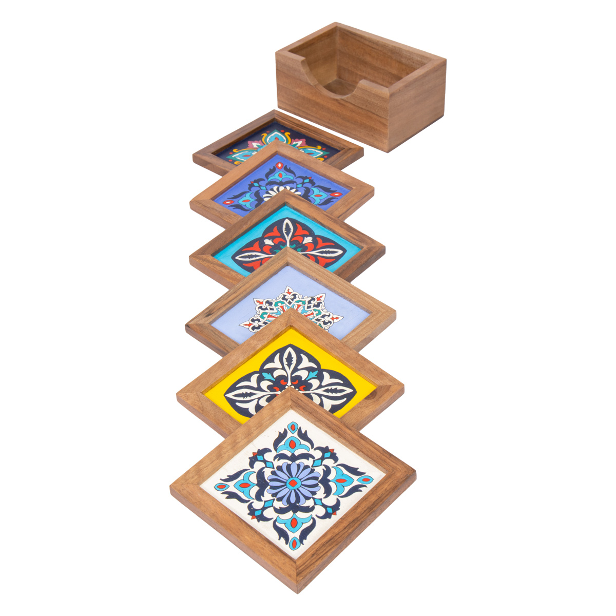Walnut Miniatured Saucer Set | Saucer Set with Mandela Art 