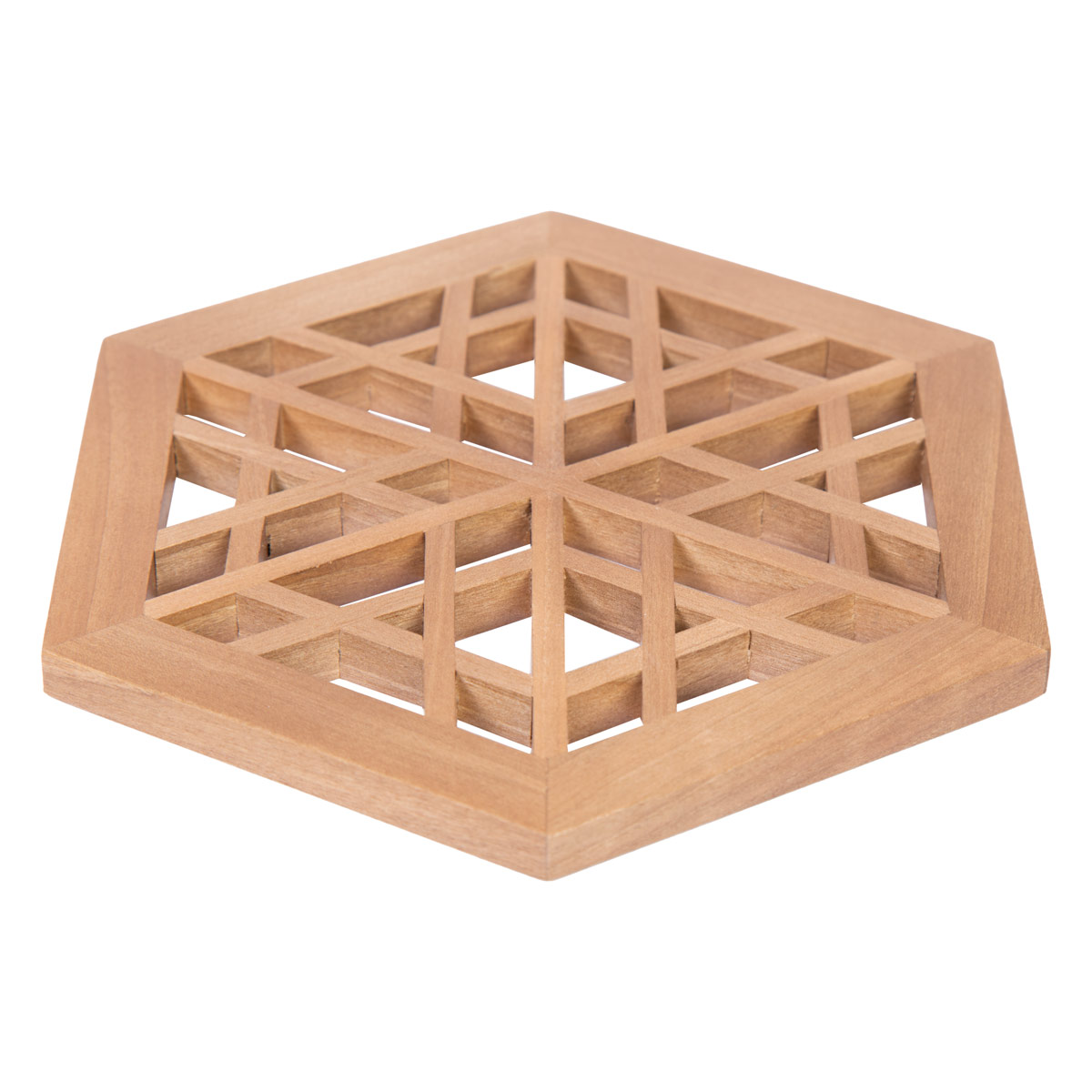 Walnut Wooden Saucer Plate | Carved Hexagonal Saucer Plate 