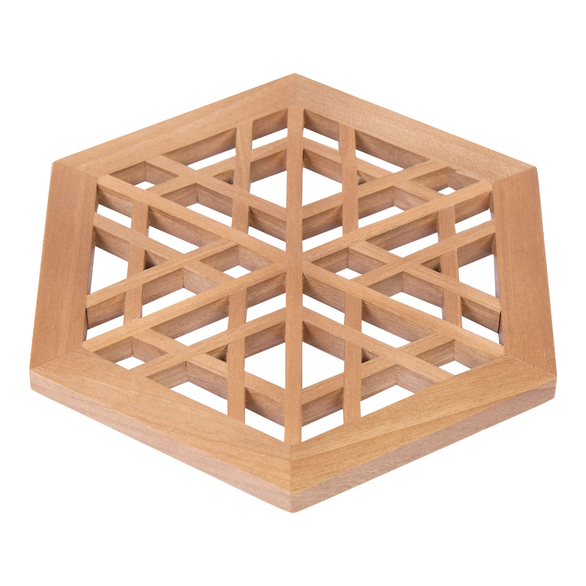 Walnut Wooden Saucer Plate | Carved Hexagonal Saucer Plate 