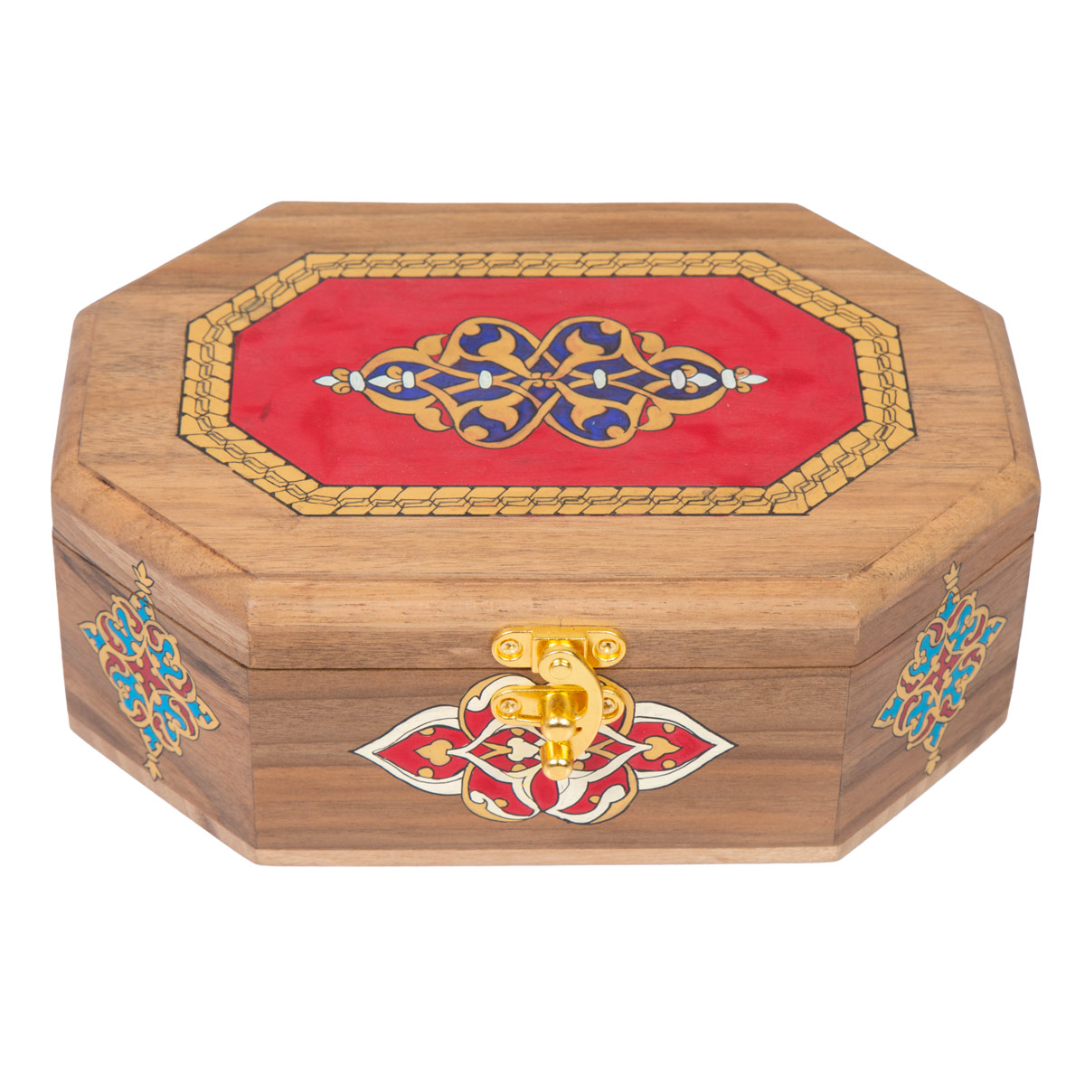 Walnut Decorative Wooden Box | Miniature Gift Box with Colorful Artwork