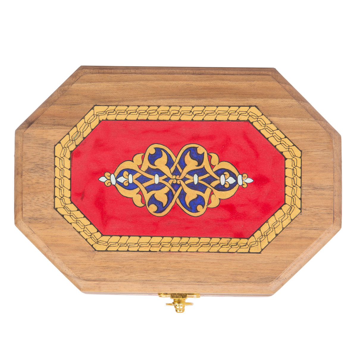 Walnut Decorative Wooden Box | Miniature Gift Box with Colorful Artwork
