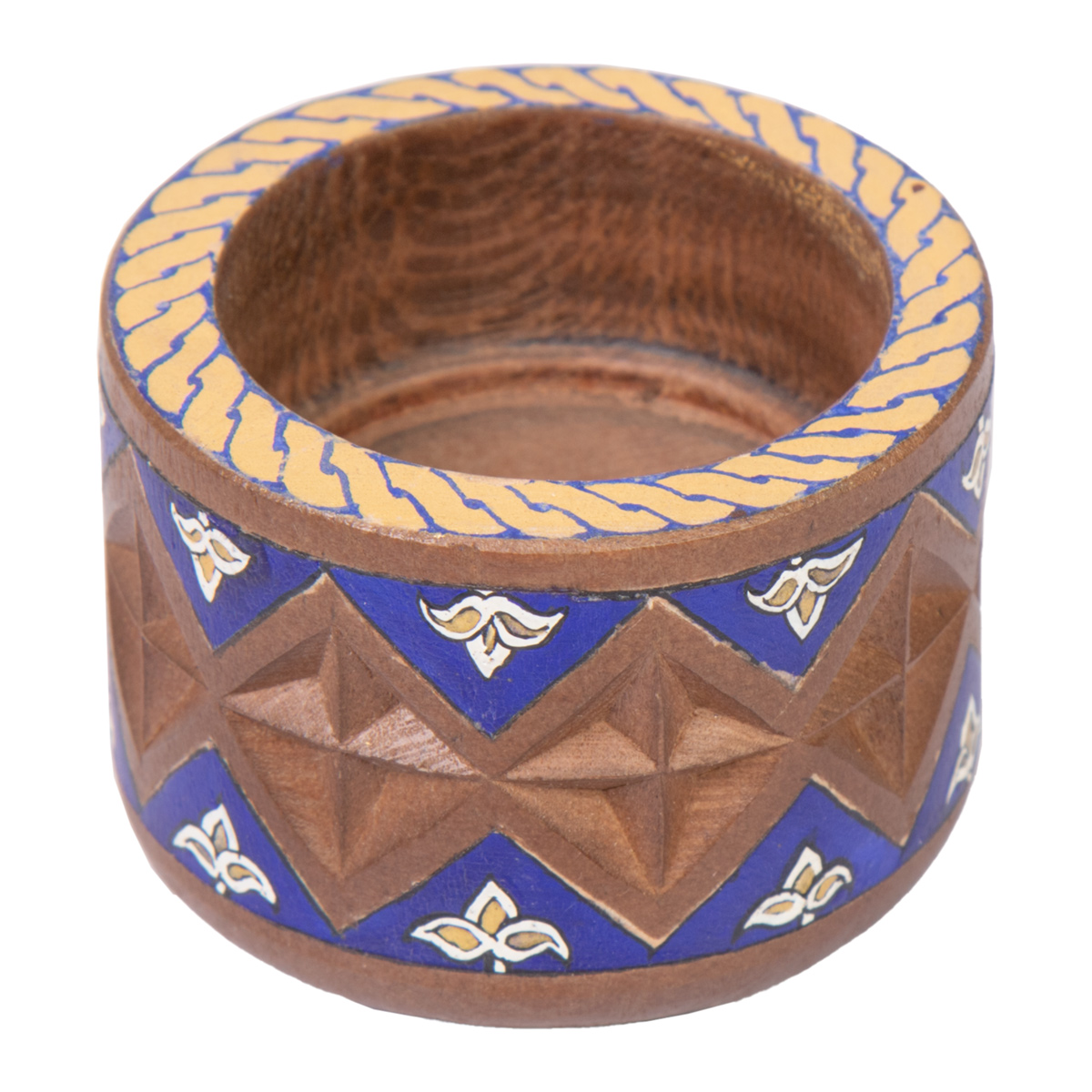 Walnut Wood Candle Holder| Hand Painted Candle Stand