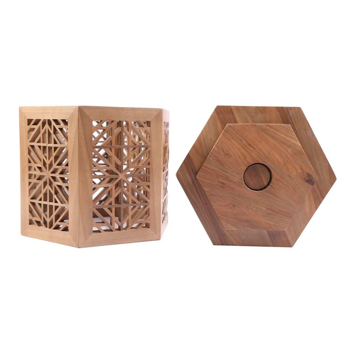 Walnut Wood Candle Holder | Cut Design Candle Box