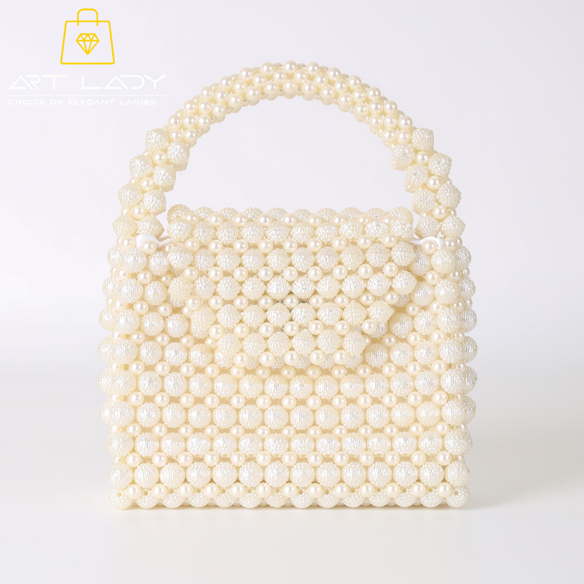 Cream Beaded Clutch Shoulder Bag