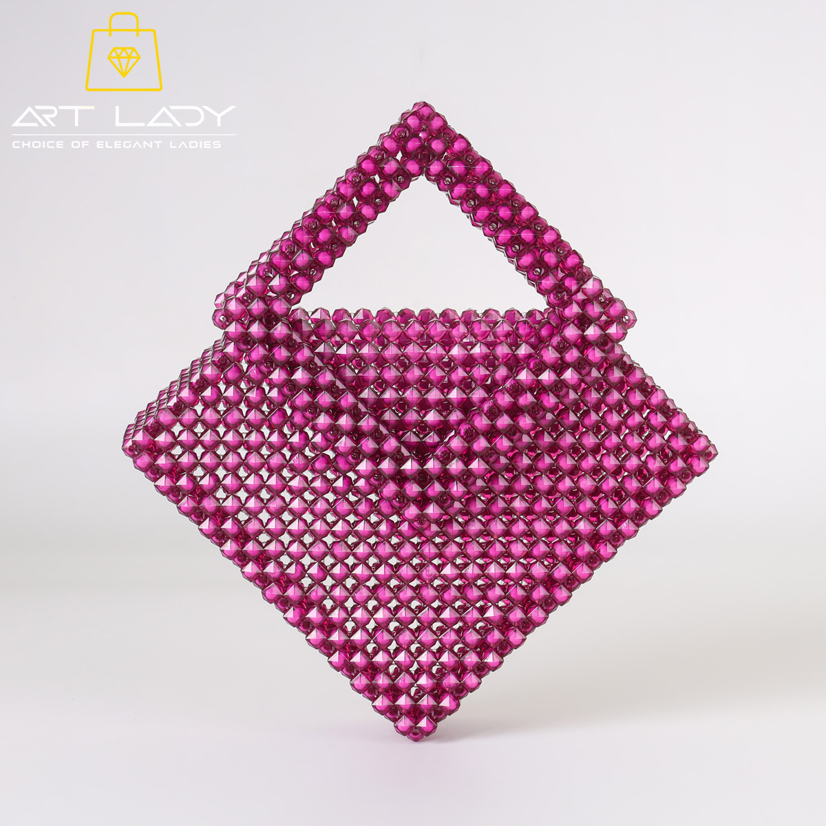 Pink Square Beaded Handbag