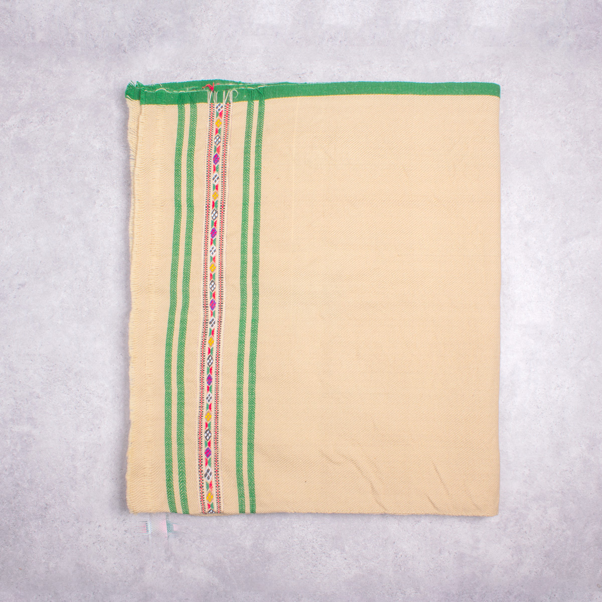 Yellowish Cream Nuristani Woolen Patu | Handmade Afghan Tribal Shawl