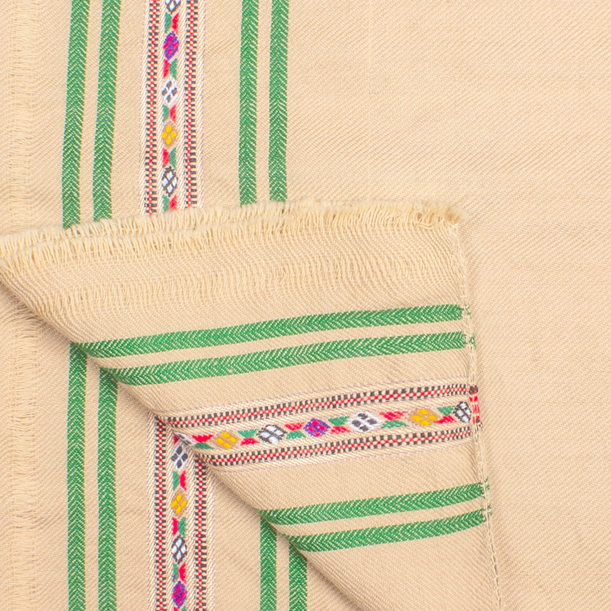 Yellowish Cream Nuristani Woolen Patu | Handmade Afghan Tribal Shawl