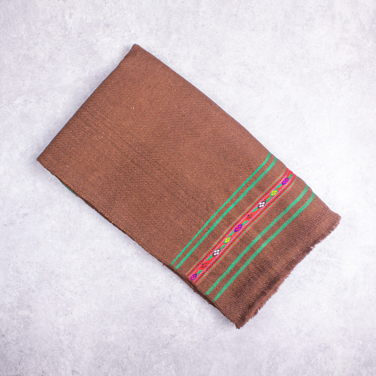 Brown Nuristani Woolen Patu | Handmade Afghan Tribal Shawl