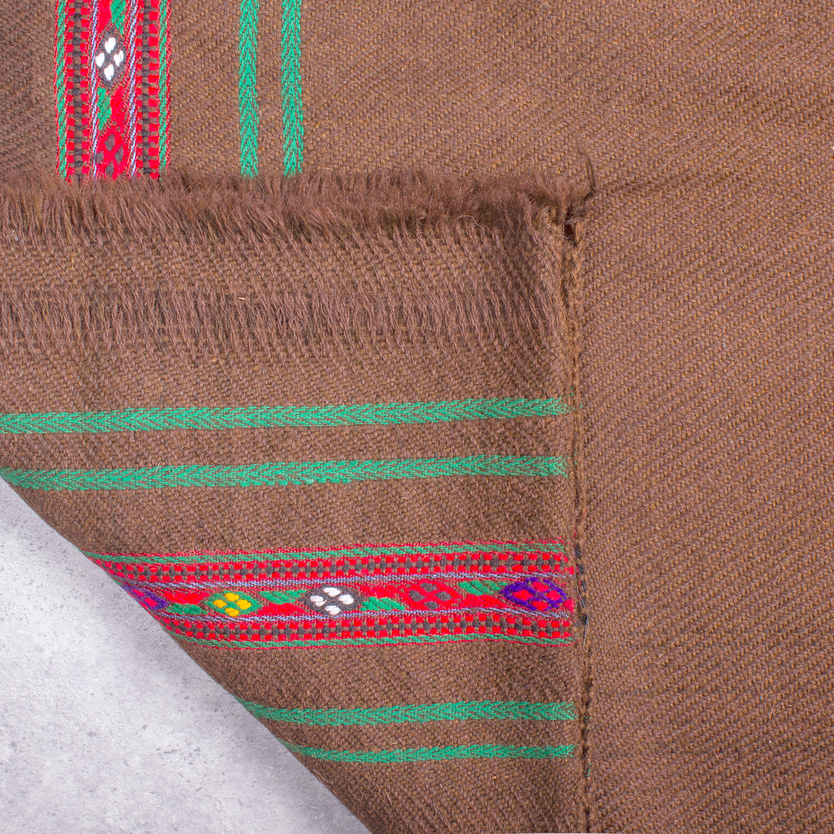 Brown Nuristani Woolen Patu | Handmade Afghan Tribal Shawl