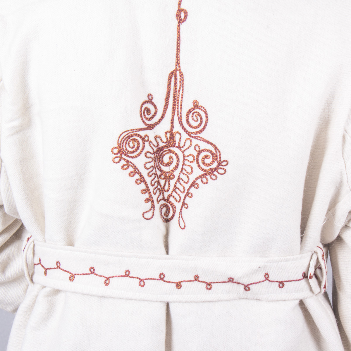 White Hand Embroidered Afghan Tribal Chapan | Nuristani Woolen Winter Chapan