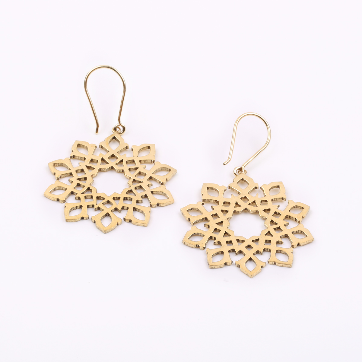 Lapis Gold Plated Jewelry Set | Brass Floral Pendant & Earrings