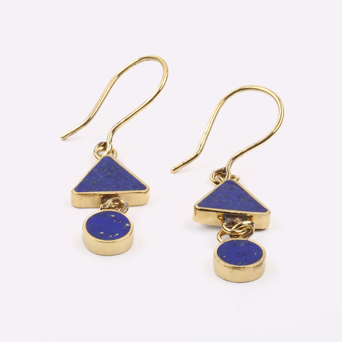 Blue Lapis Lazuli Gold Plated Earrings | Brass Cubic Drop Dangle Earrings 