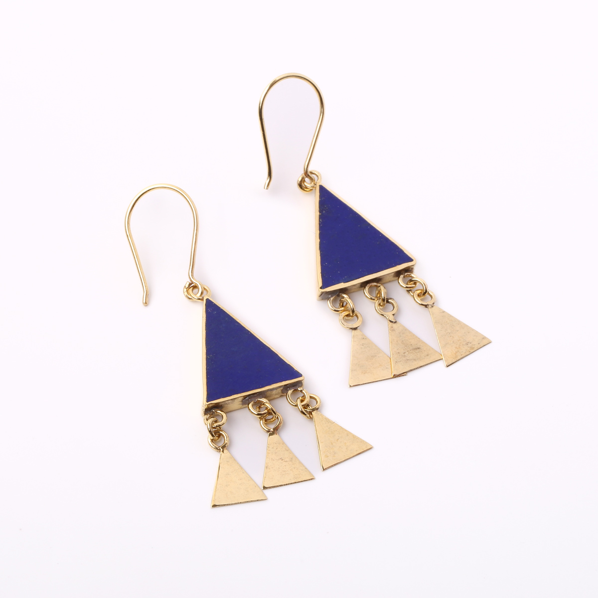 Lapis Lazuli Gold Plated Earrings | Brass Dangle Earrings