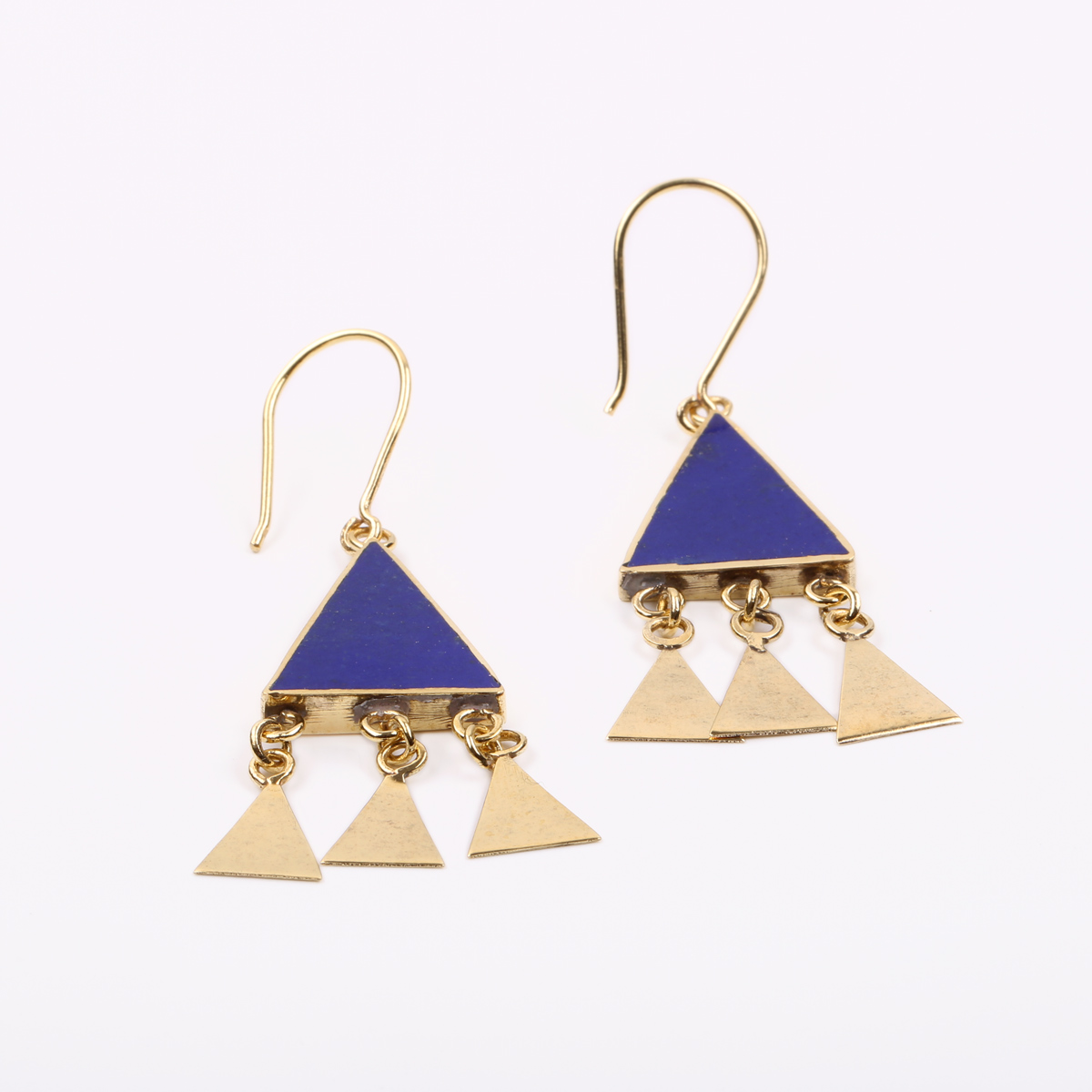 Lapis Lazuli Gold Plated Earrings | Brass Dangle Earrings