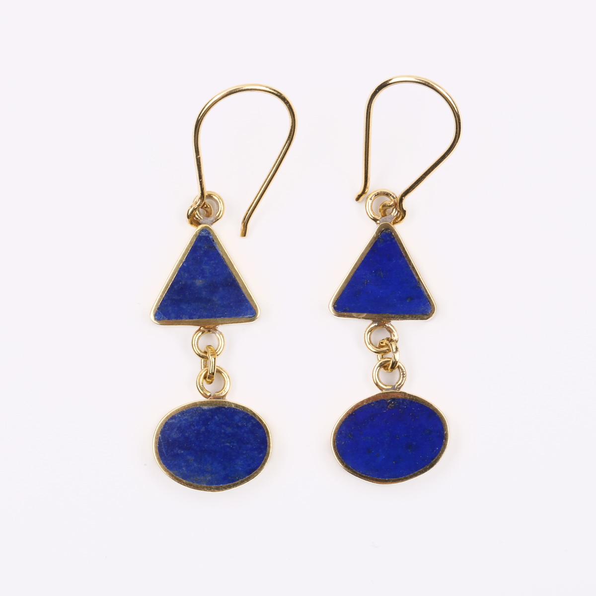 Lapis Gold Plated Drop Earrings | Brass Cubic Dangle Earrings 