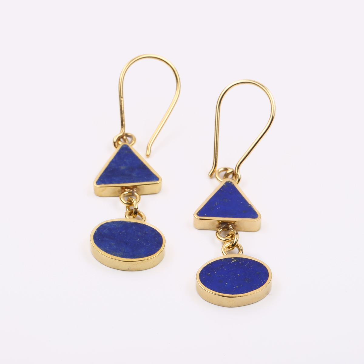 Lapis Gold Plated Drop Earrings | Brass Cubic Dangle Earrings 