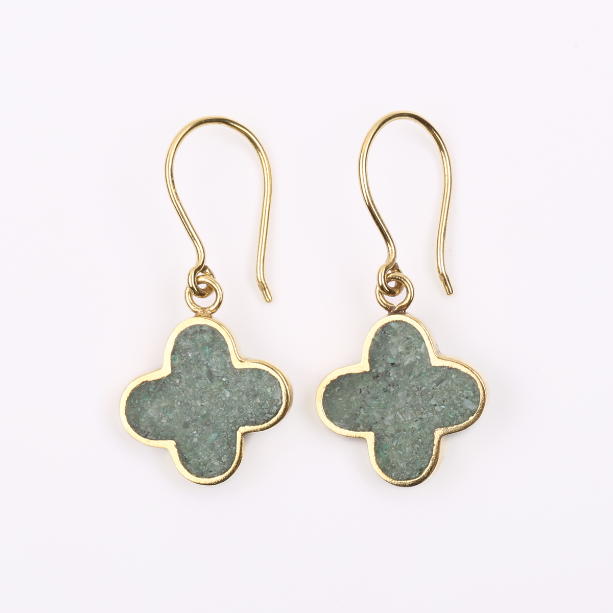 Turquoise Gold Plated Earrings | Brass  Floral Ear Spikes