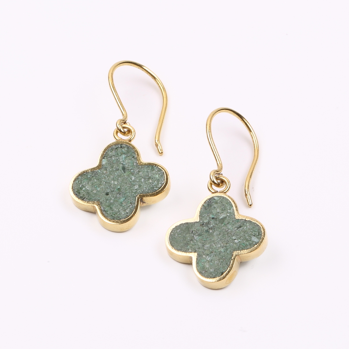 Turquoise Gold Plated Earrings | Brass  Floral Ear Spikes