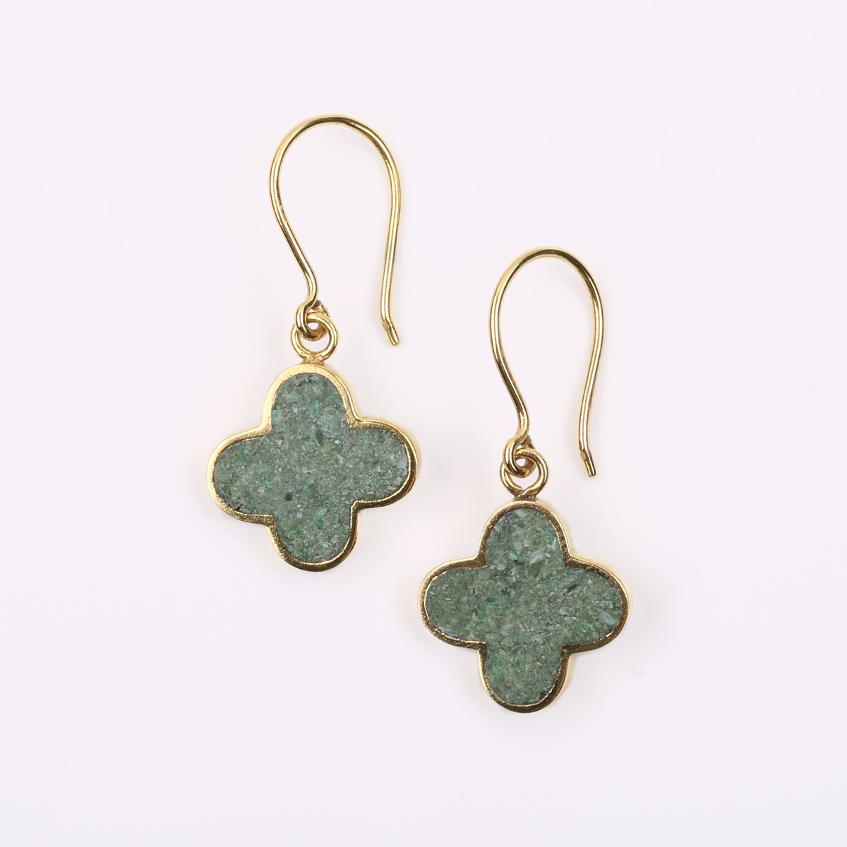 Turquoise Gold Plated Earrings | Brass  Floral Ear Spikes